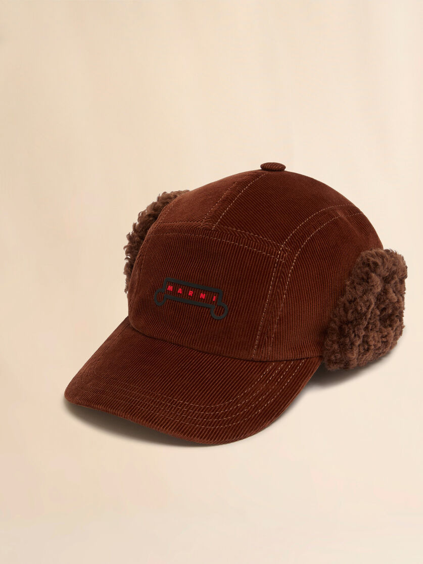 BROWN CORDUROY AVIATOR BASEBALL CAP - 4