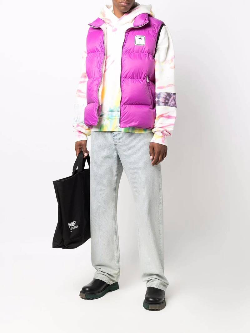 Palm Angels logo-patch padded gilet outlook