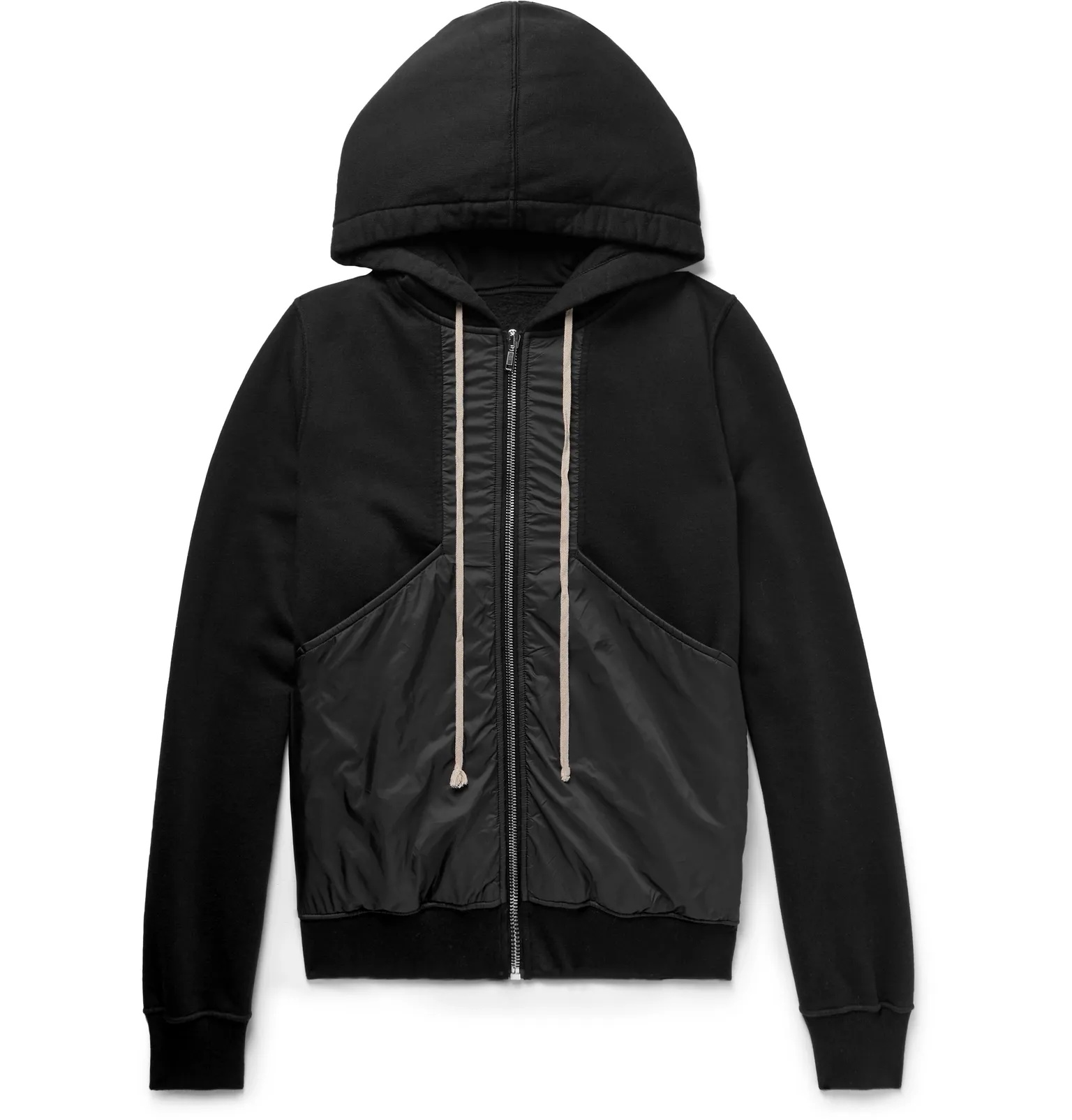 DRKSHDW Panelled Fleece-Back Cotton-Jersey and Shell Zip-Up Hoodie - 1