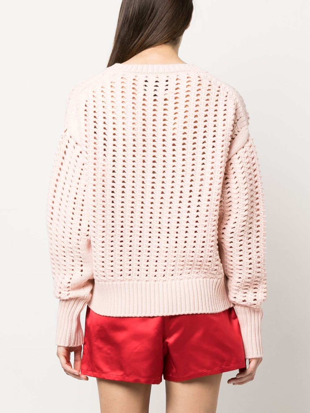 open-knit V-neck jumper - 4