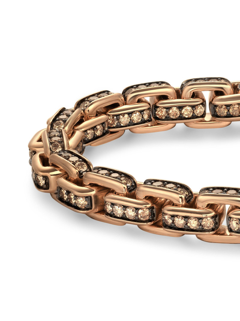 Men's Box Chain Bracelet in 18K Rose Gold - Cognac Diamond 7