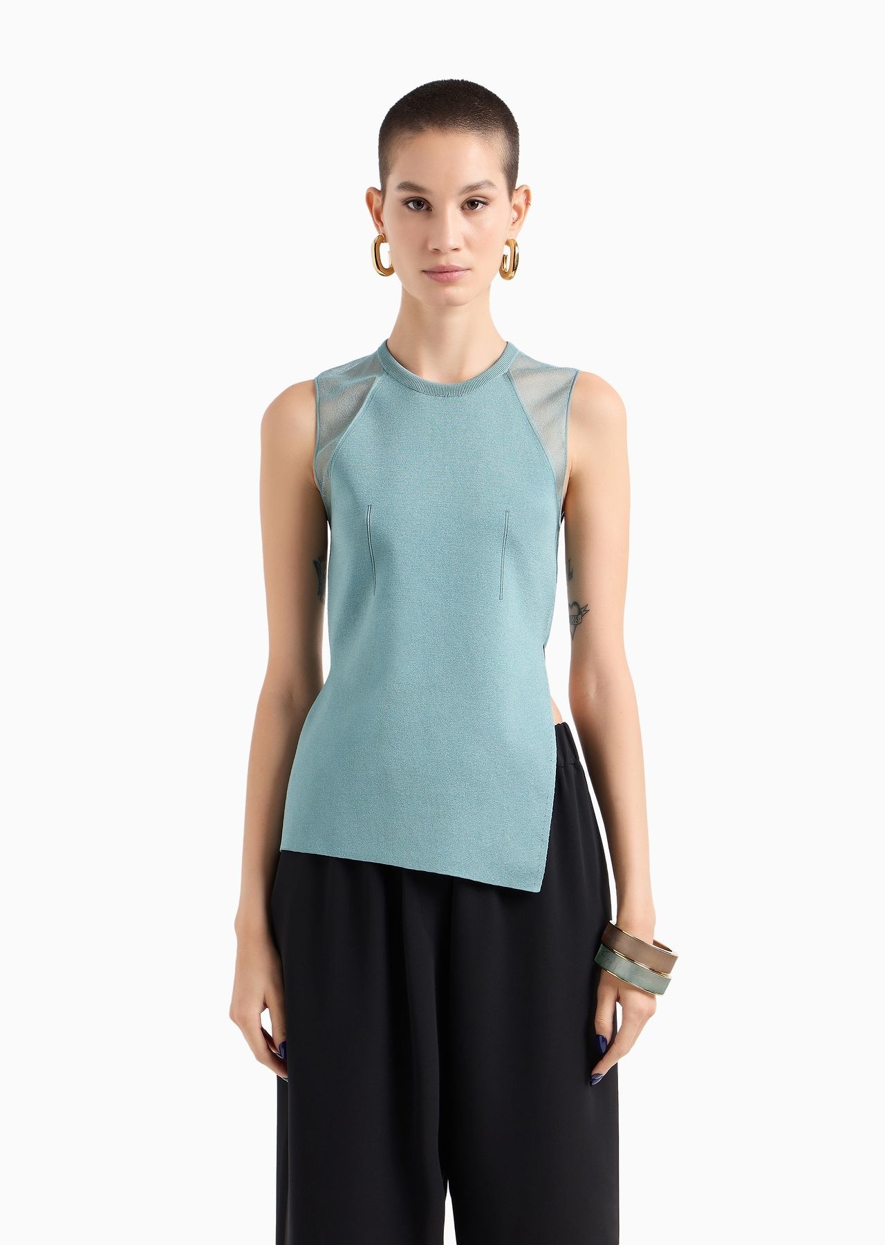 Stretch viscose-blend knit top - 2