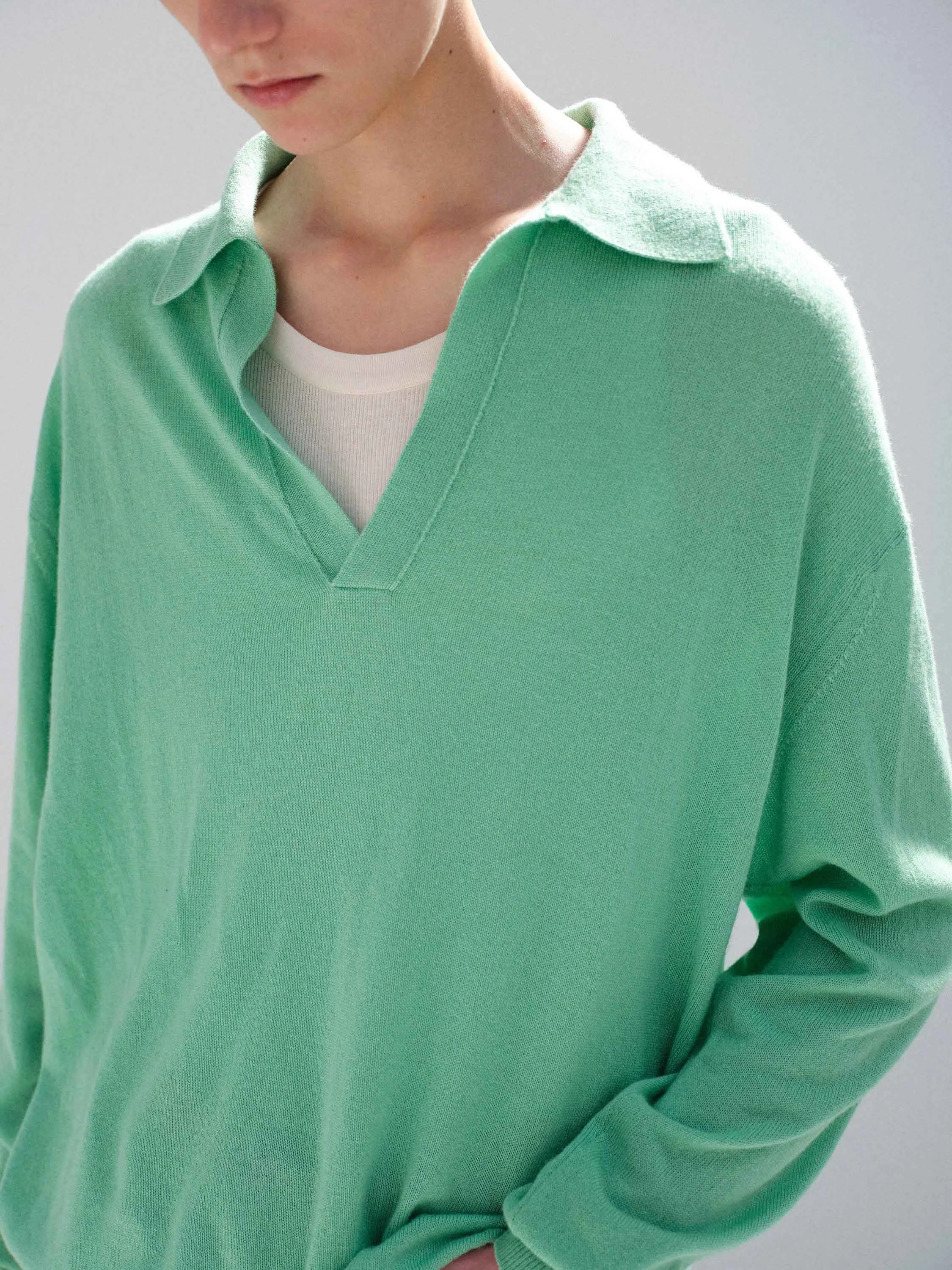 AURALEE SUPER FINE CASHMERE SILK KNIT SKIPPER POLO - A26SP02SC 