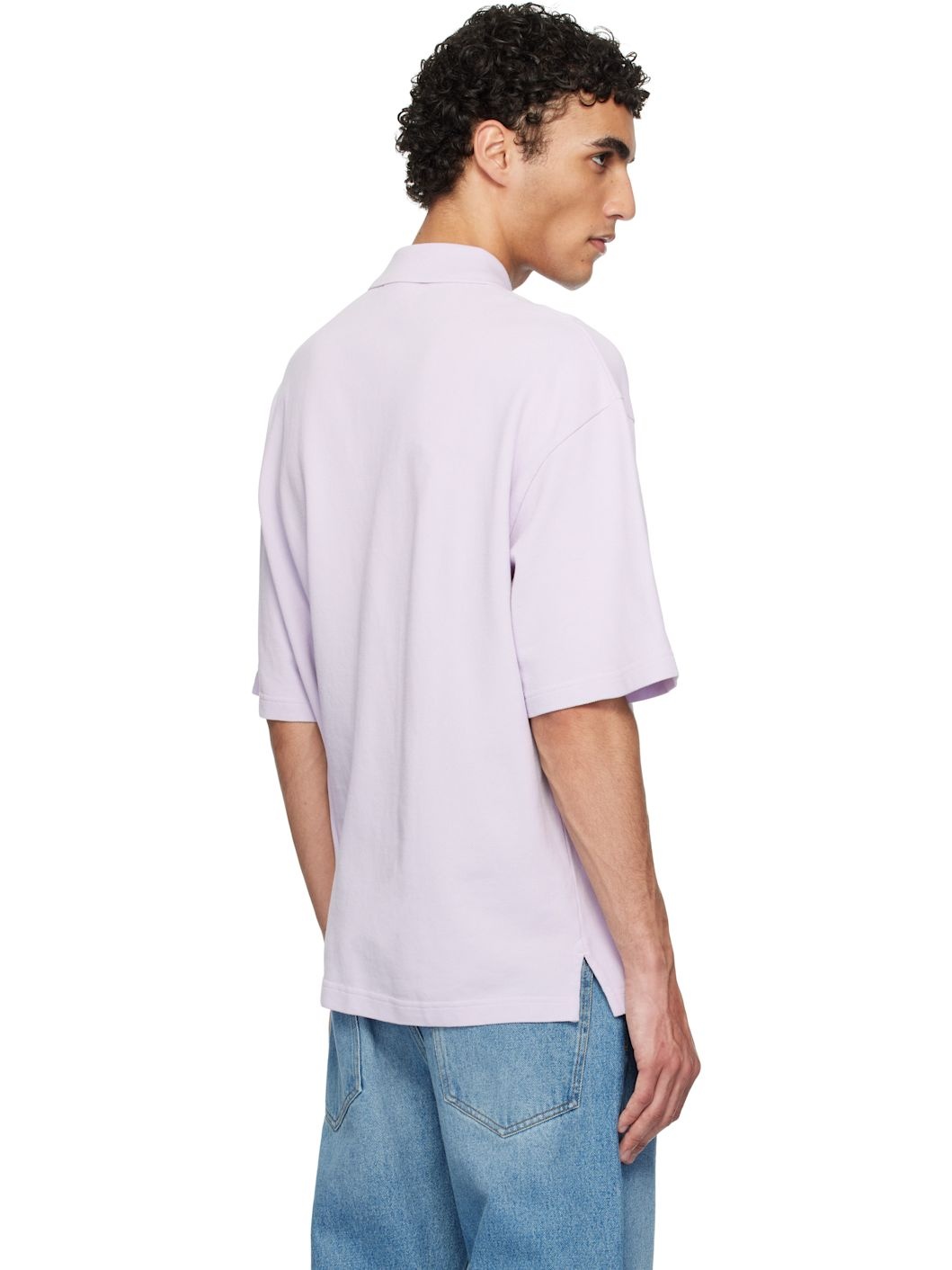 Purple Bold Fox Patch Oversize Polo - 3