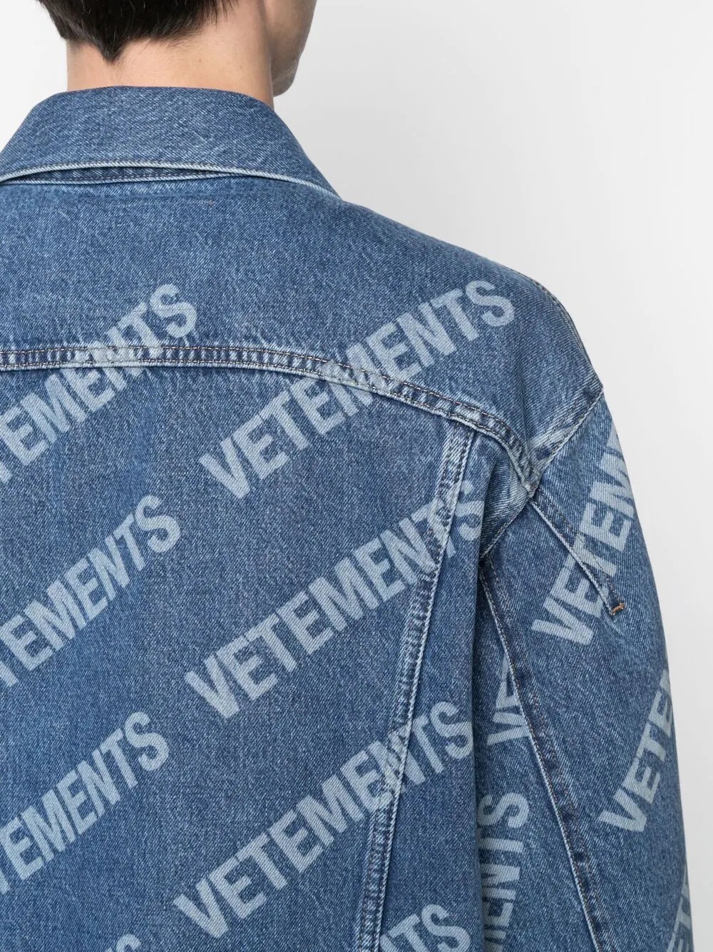 logo-print denim jacket - 6