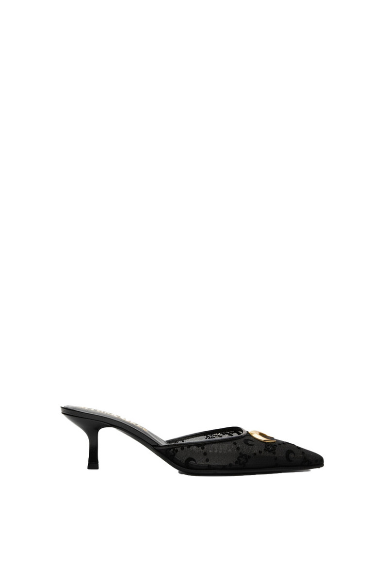 MESH FLOCK KITTEN HEEL MULES 1