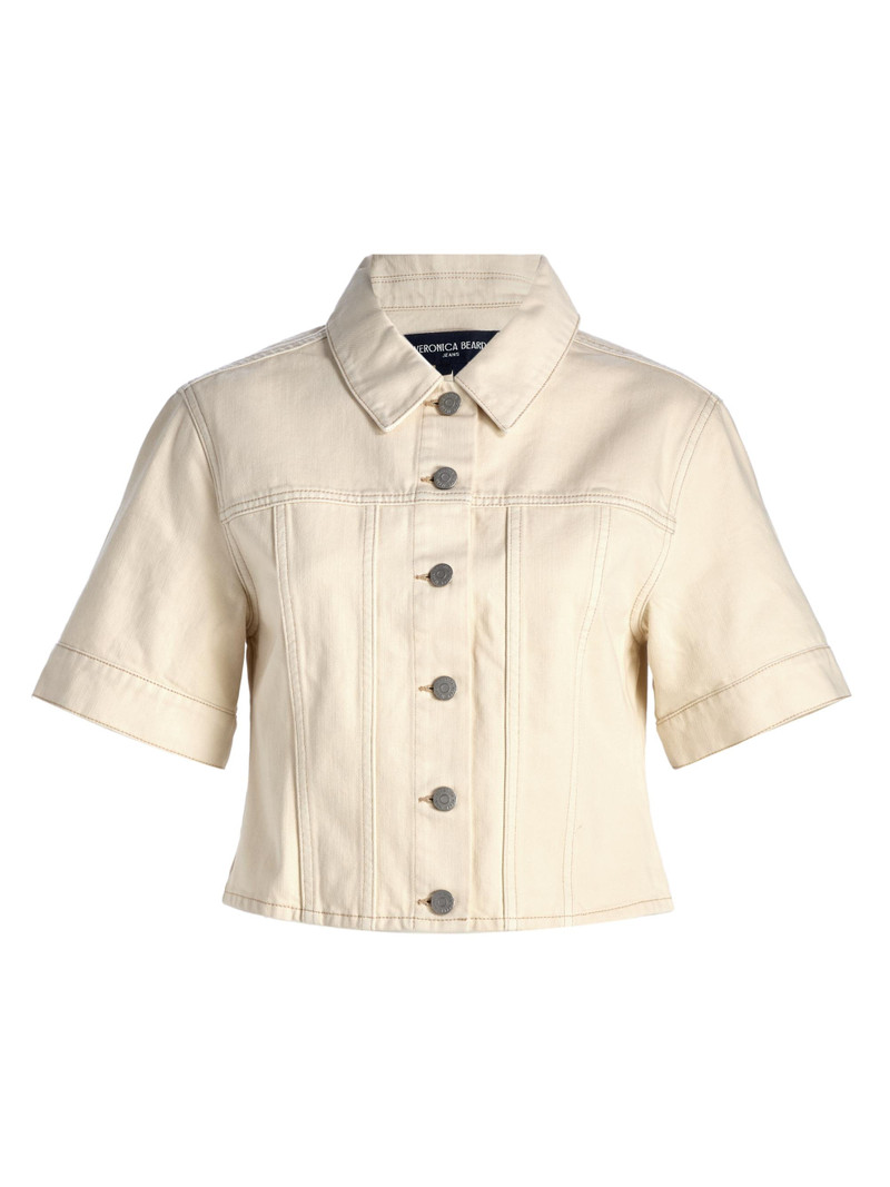 Women's Malcom Slub Denim Short-Sleeve Jacket - Ecru 1