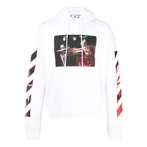 Off-White Printing Stripe hooded Long Sleeves Ordinary Version White OMBB037R21FLE0020125 - 1