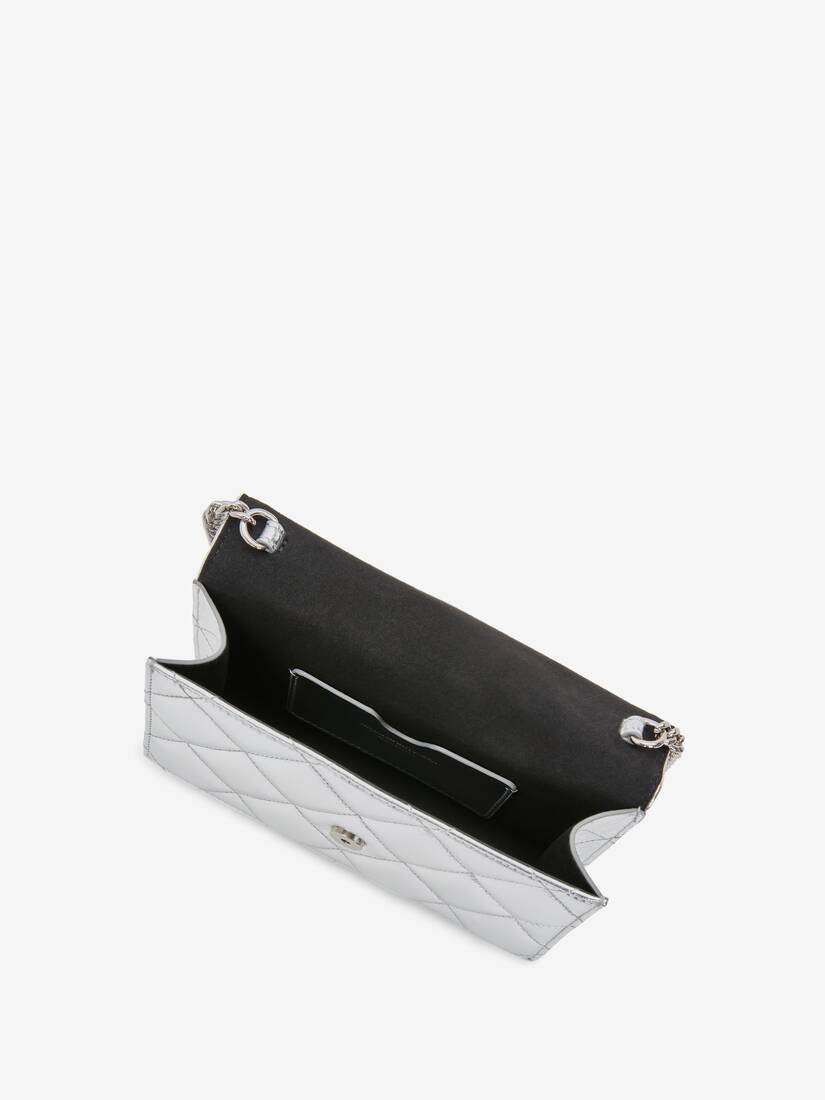 Mcqueen Graffiti Small Skull Bag in Silver/white - 4