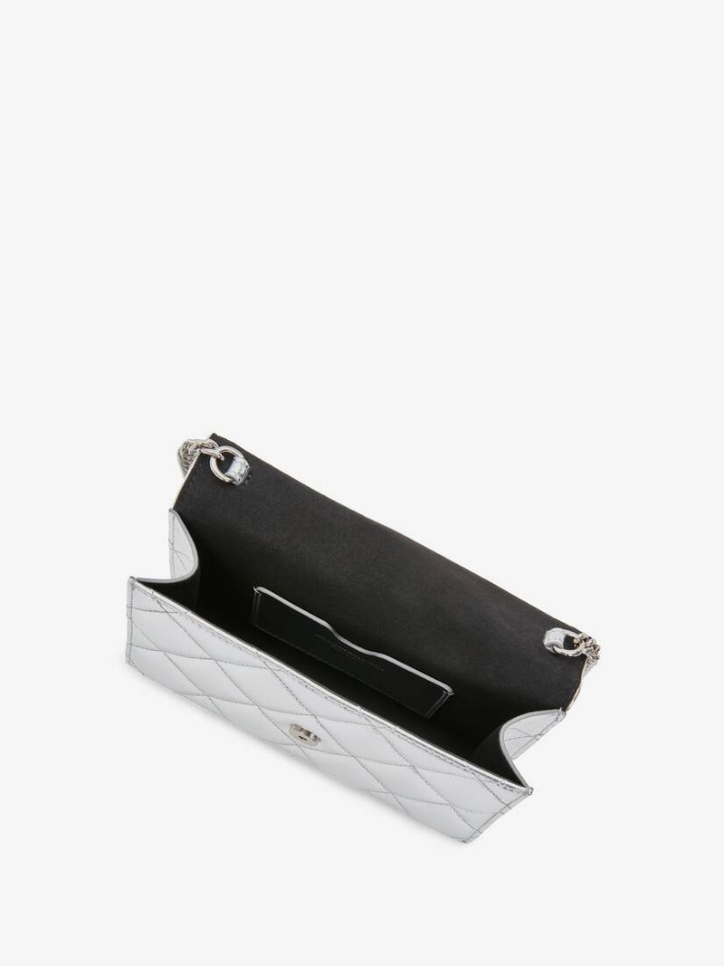 Mcqueen Graffiti Small Skull Bag in Silver/white 4