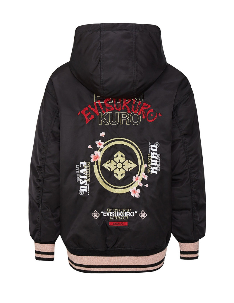 Floral and Kamon Embroidered Down Jacket 1