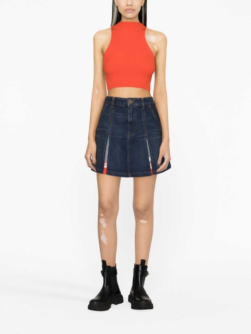 pleated denim skirt - 2