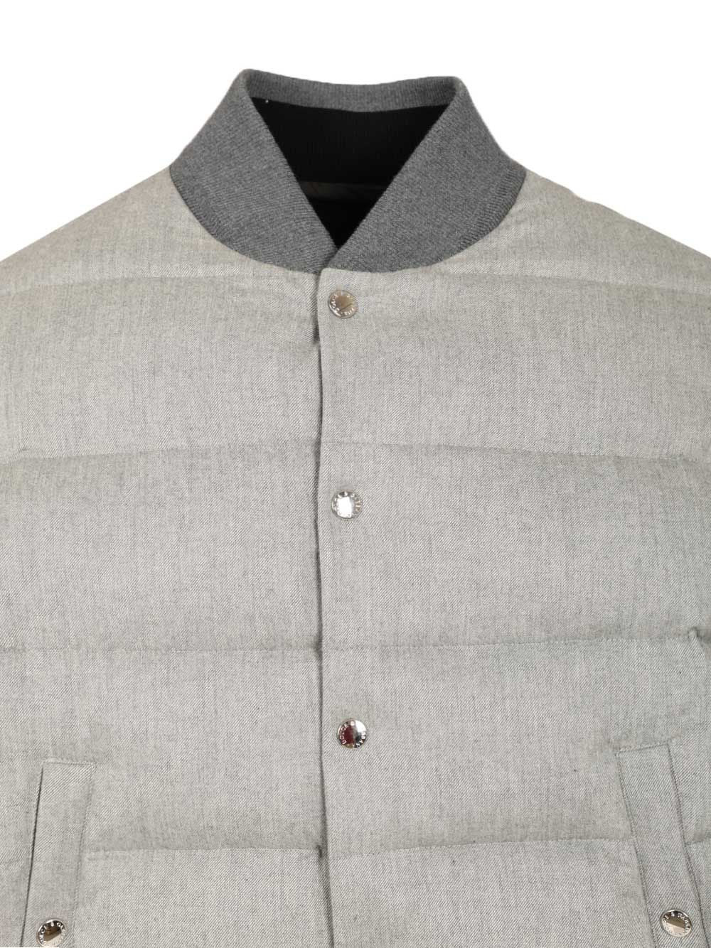 Reversible Flannel Outerwear Bomber Jackets Grey - 4