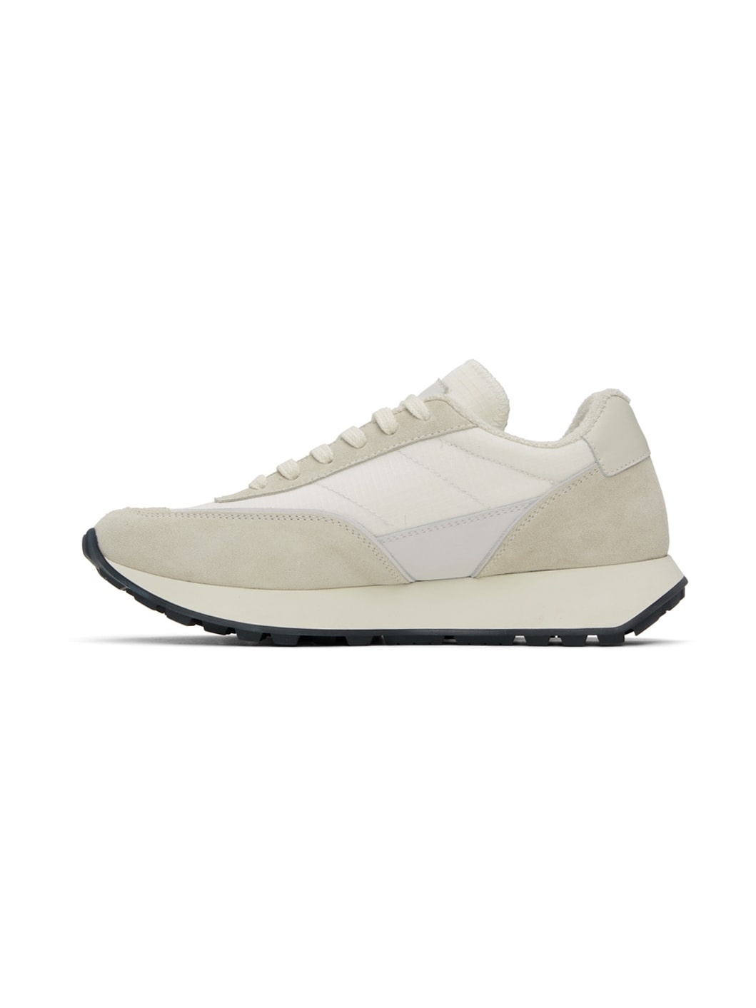 White & Beige Track Classic Sneakers - 3