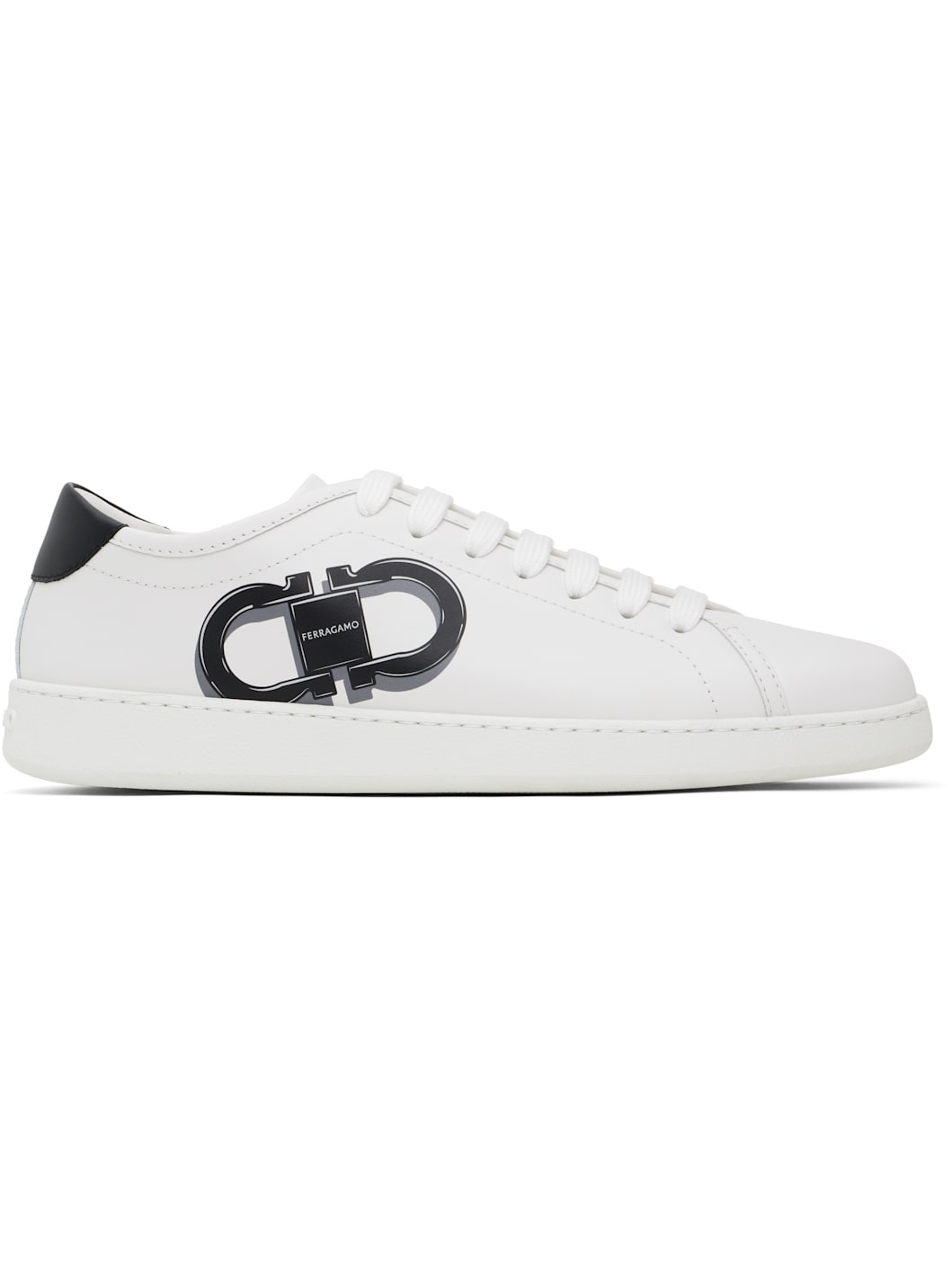 White Double Gancini Sneakers - 1