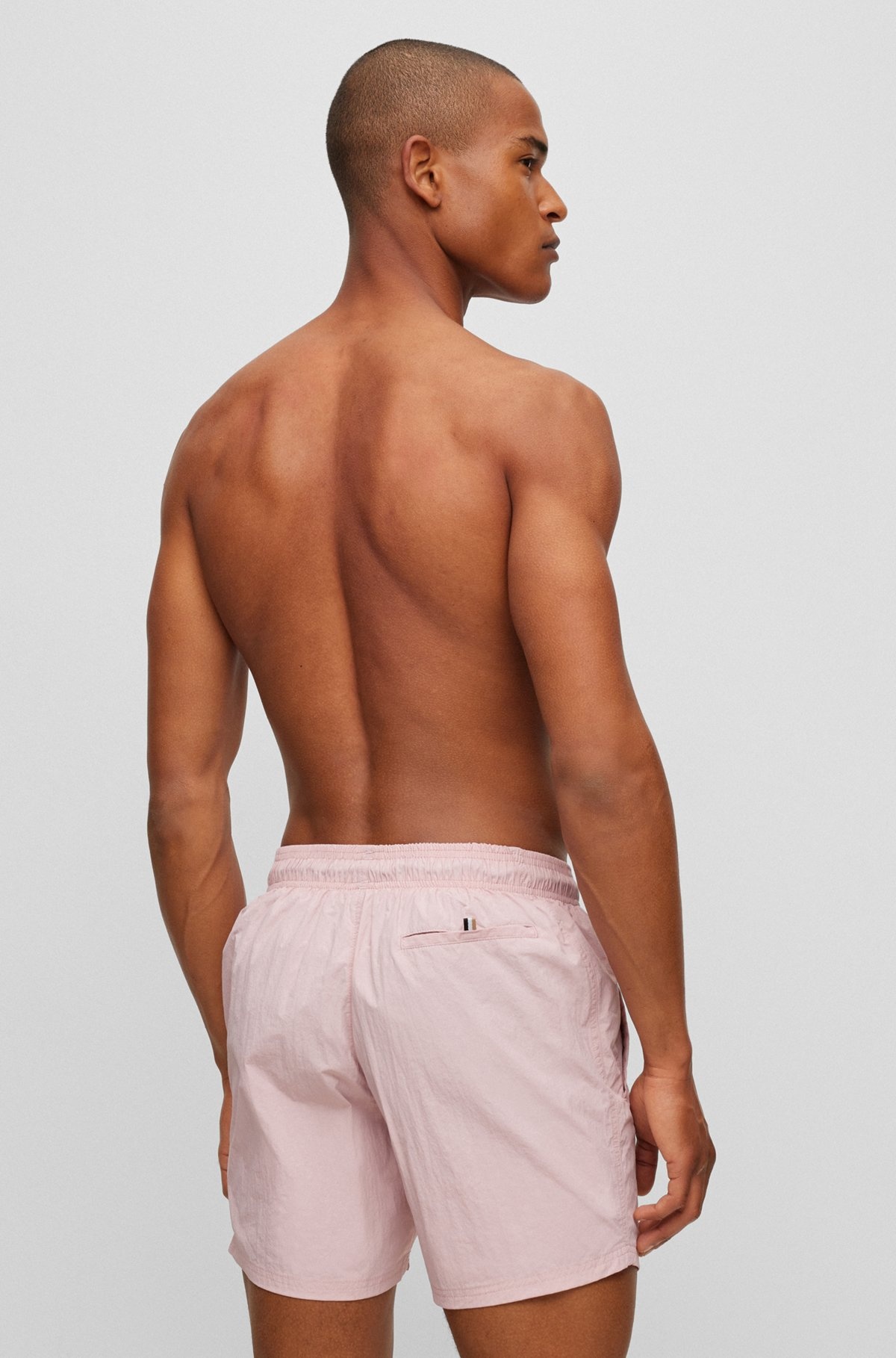 QUICK-DRY SWIM SHORTS WITH LARGE LOGO PRINT - 4