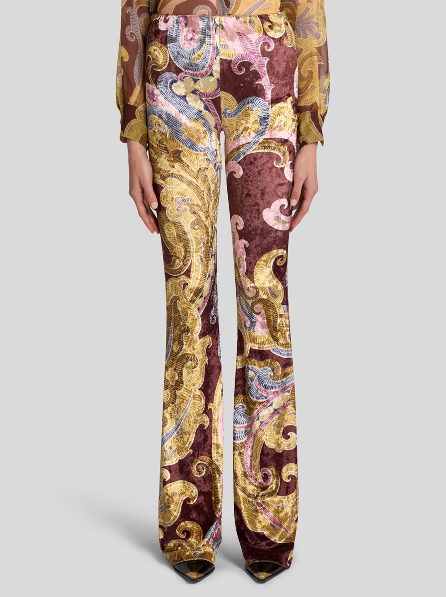 パンツ ETRO Chenille trousers with multicolor print Etro PRINTED CHENILLE TROUSERS | REVERSIBLE