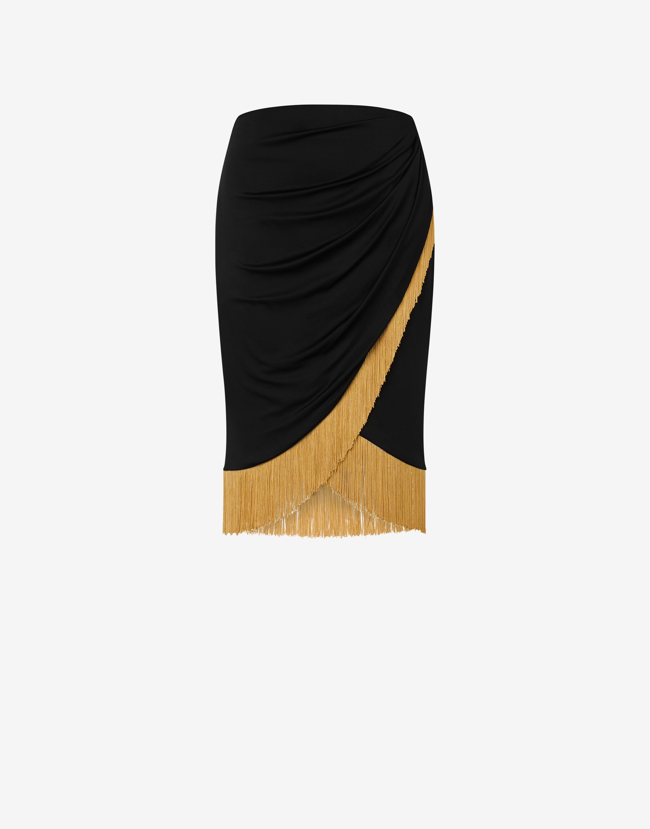 STRETCH ORGANZINE SKIRT WITH FRINGING - 1