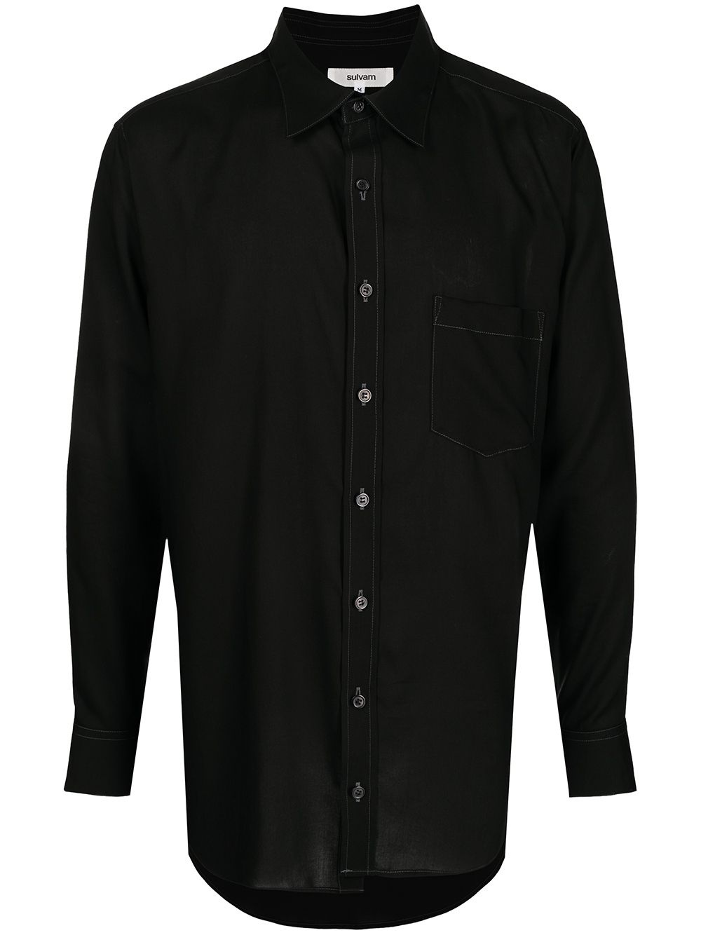 contrast-stitch long-sleeve shirt - 1