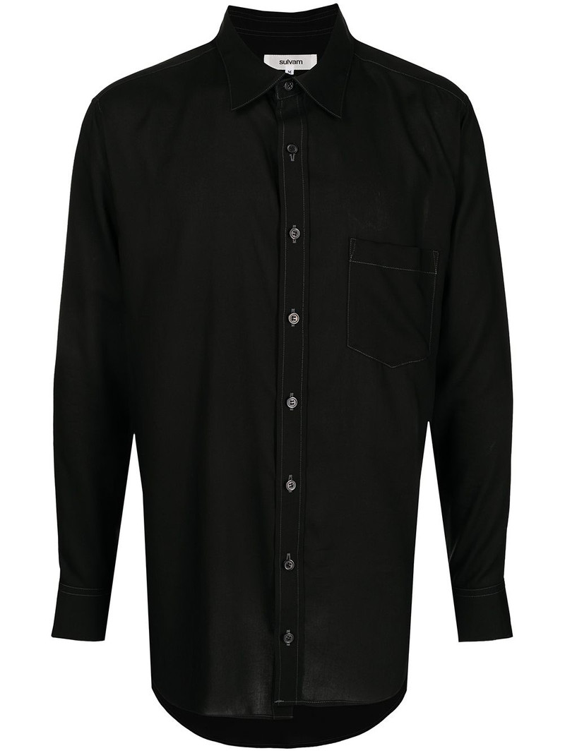 contrast-stitch long-sleeve shirt 1