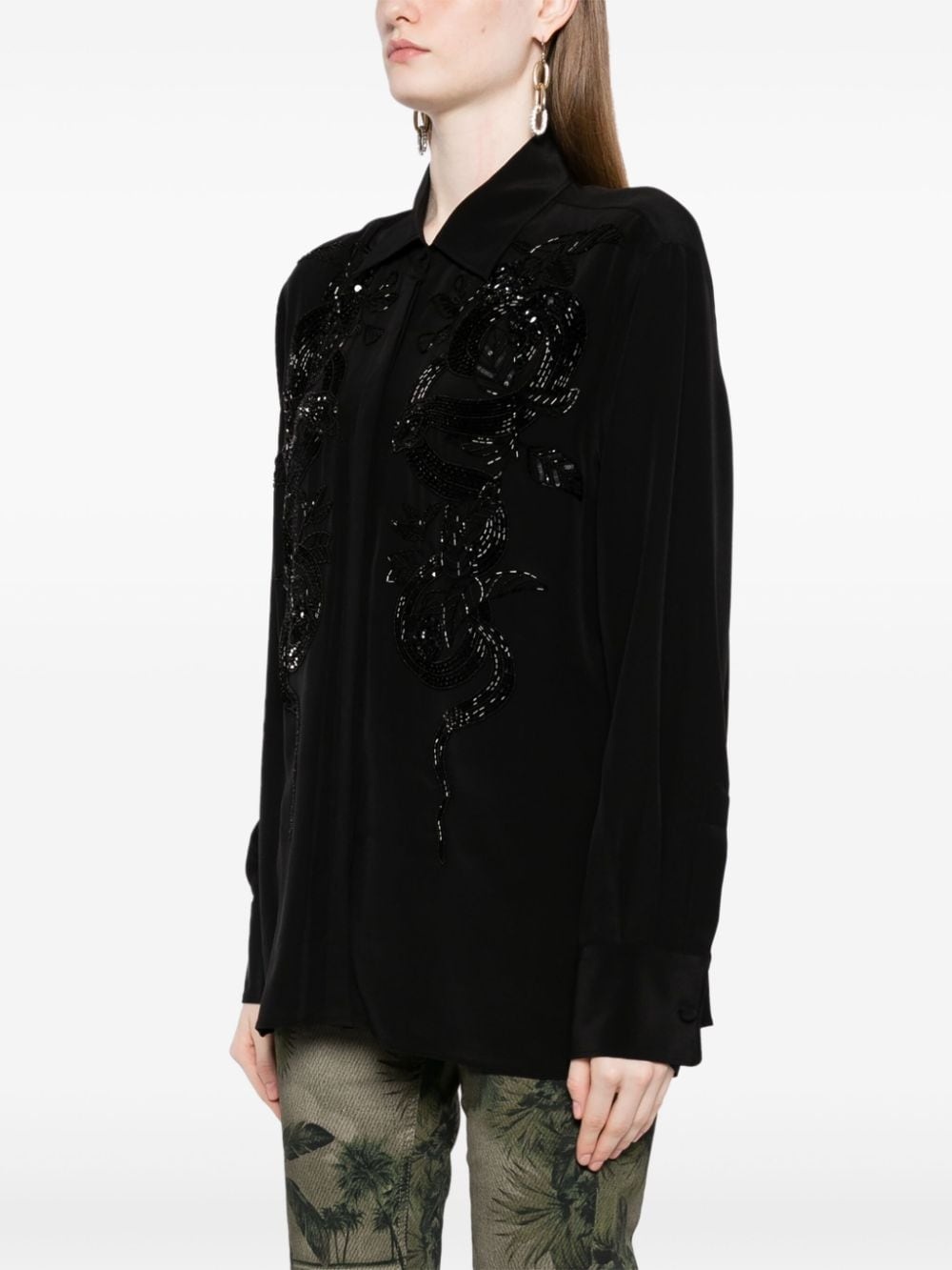 bead-embellished appliquÃ© viscose shirt - 3