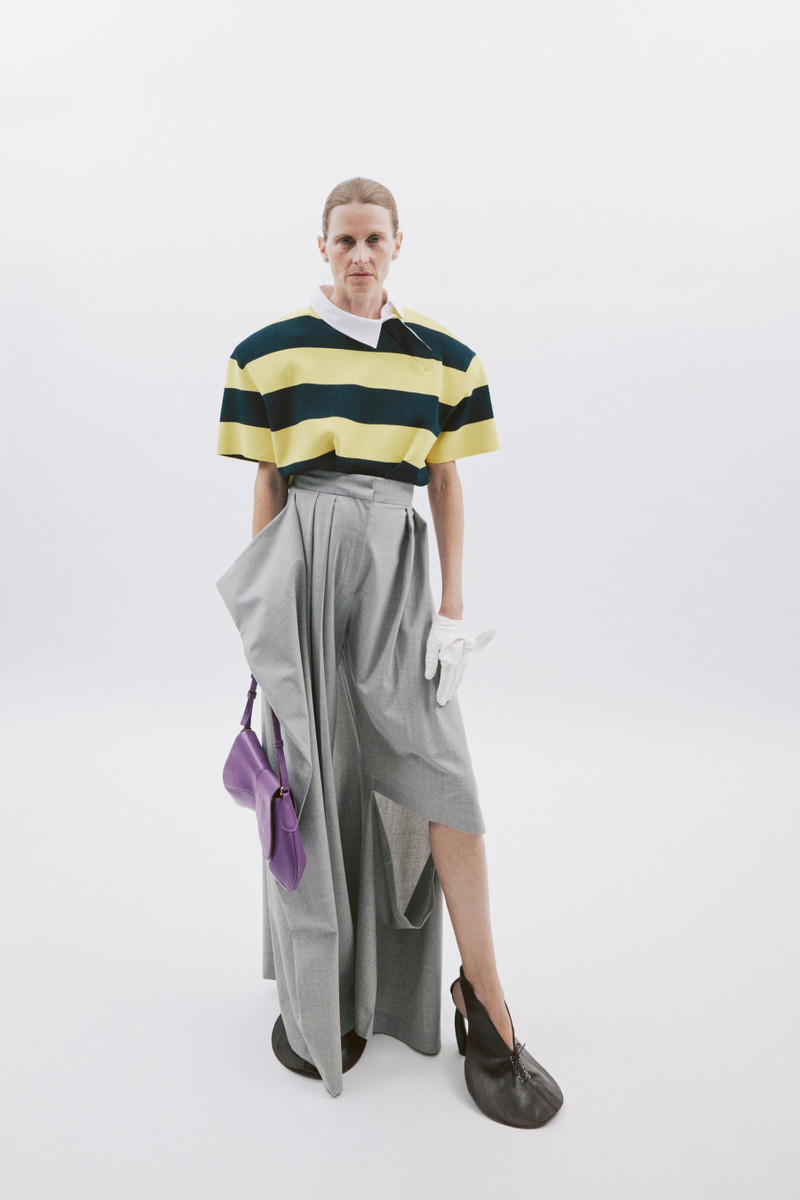 SLIT KNEE TROUSERS LIGHT GREY MELANGE 1