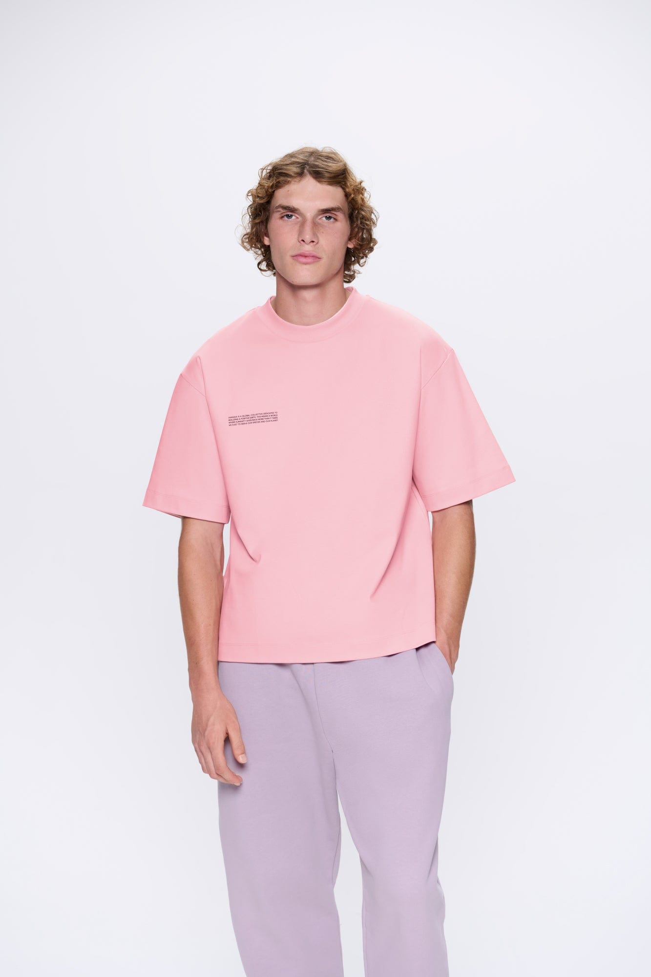 Mens Interlock Oversized T-Shirt - Sakura Pink - 2