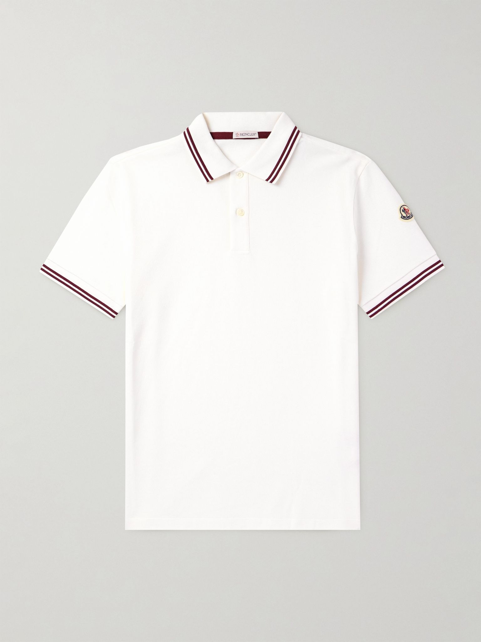 Slim-Fit Logo-Appliquéd Cotton-Piqué Polo Shirt White - 1
