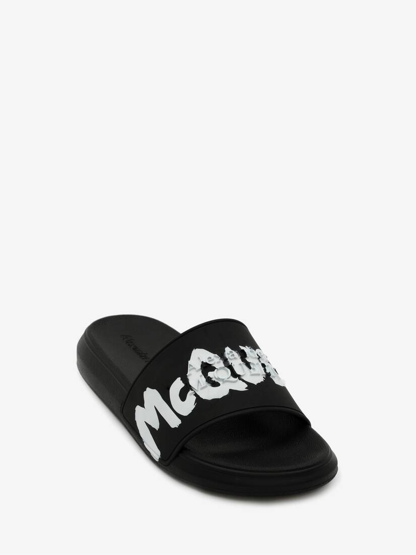 Oversized Rubber Slide in Black/white - 2