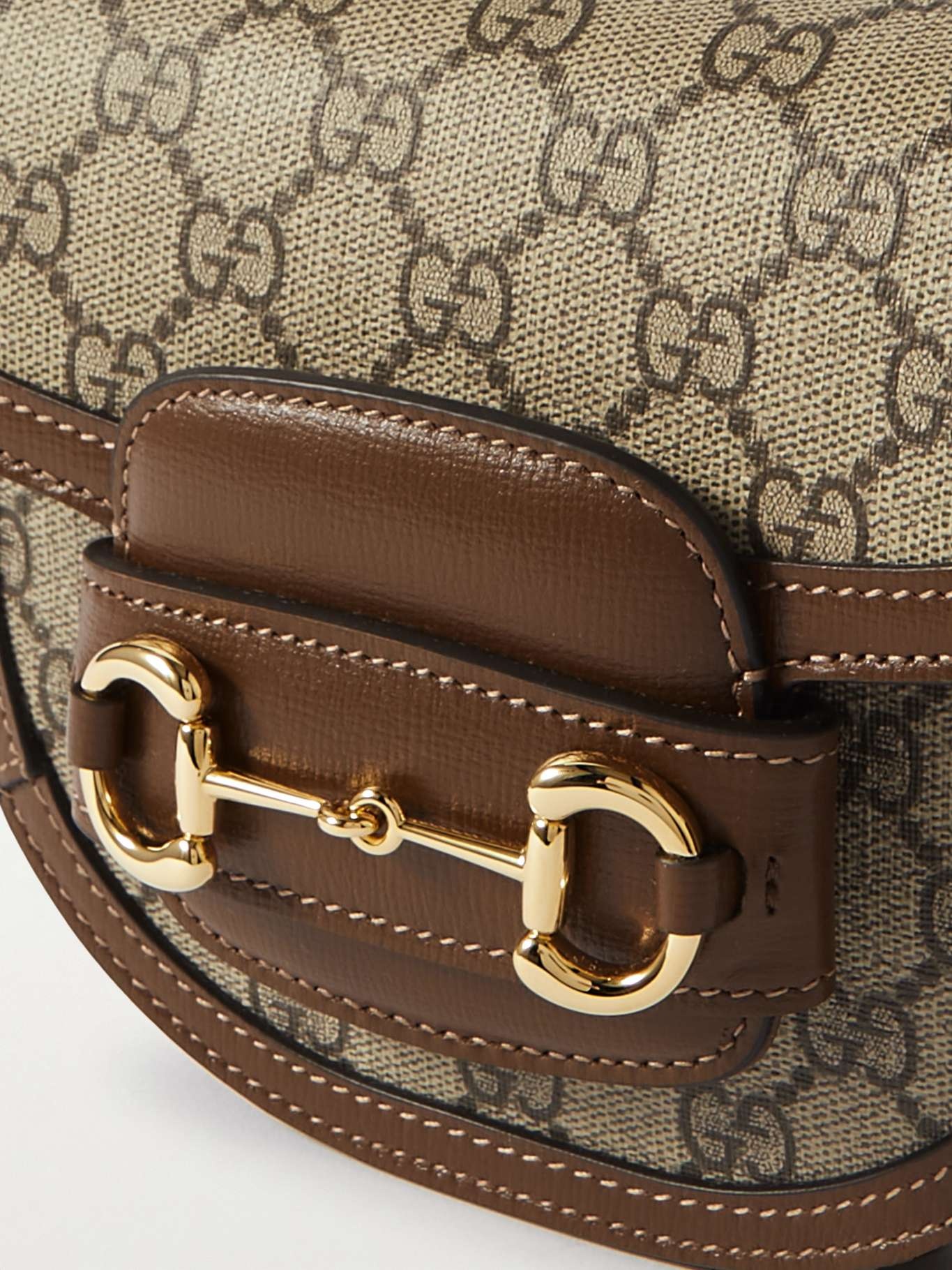 Horsebit 1955 small leather-trimmed printed coated-canvas shoulder bag - 4