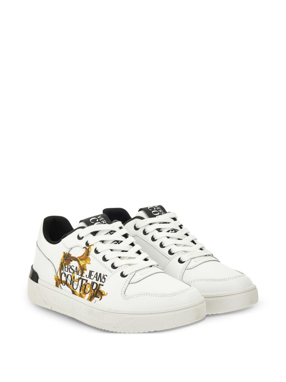 logo-print leather trainers - 2