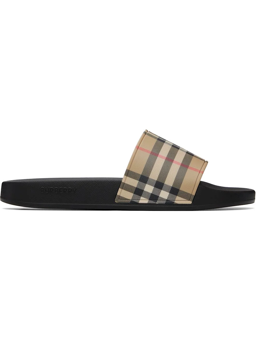 Beige Check Slides - 1