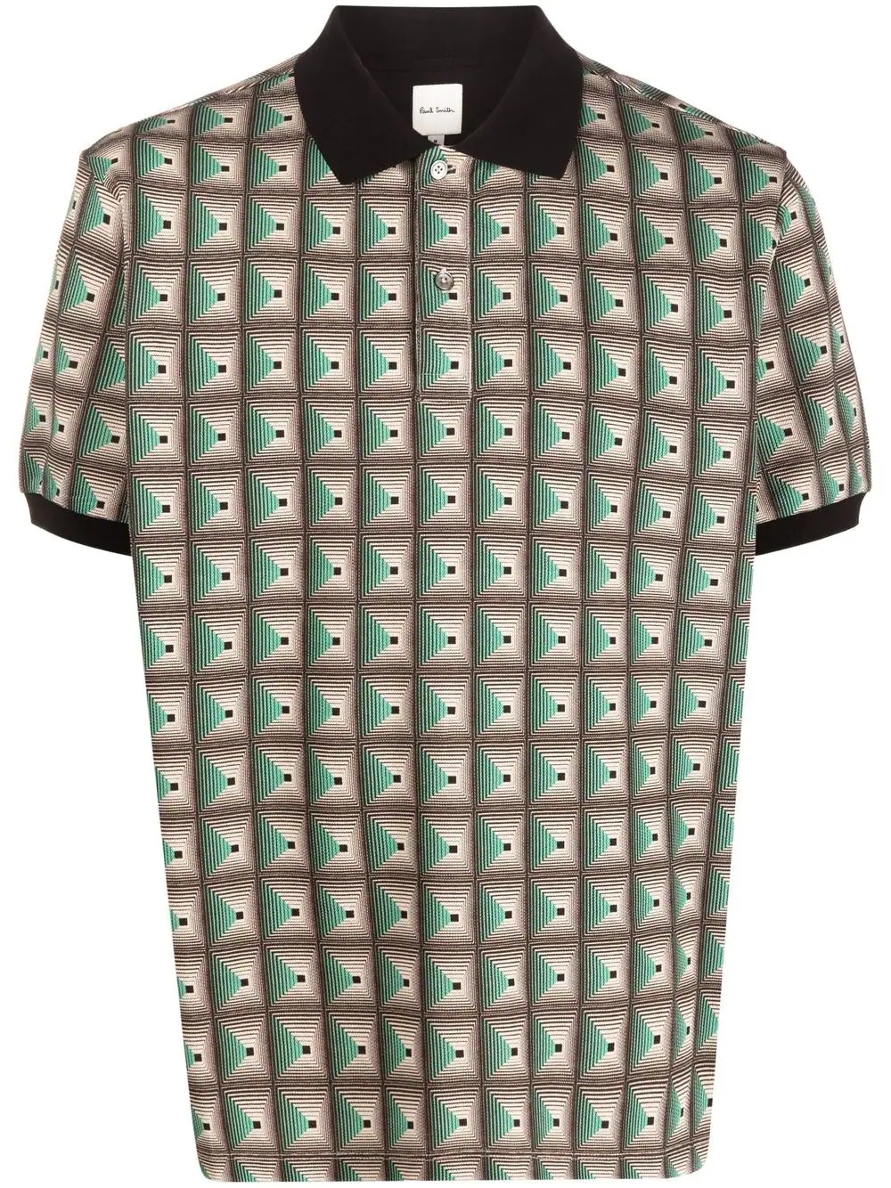 patterned short-sleeved polo shirt - 1