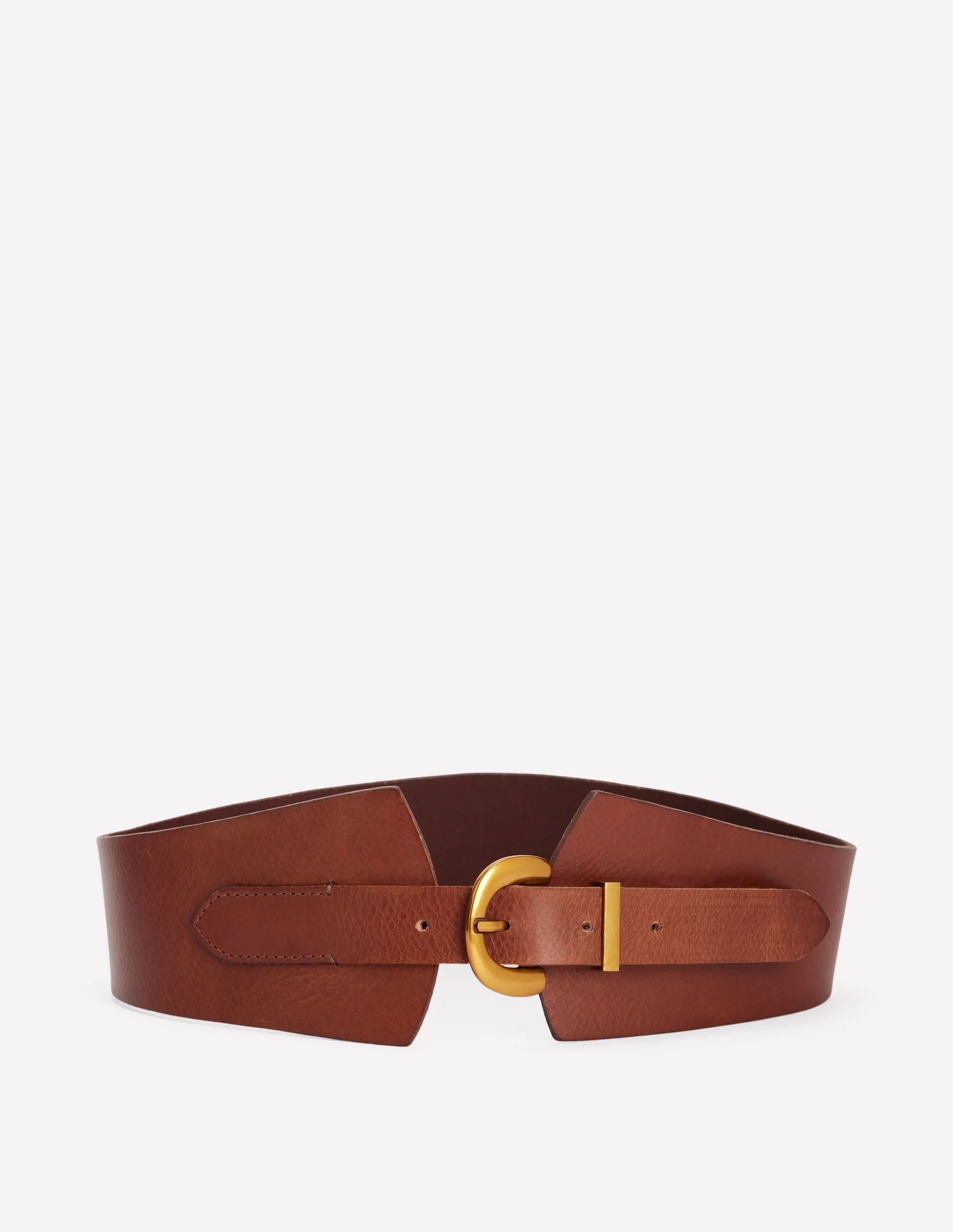 Leather Wide Waist Belt-Dark Tan - 1