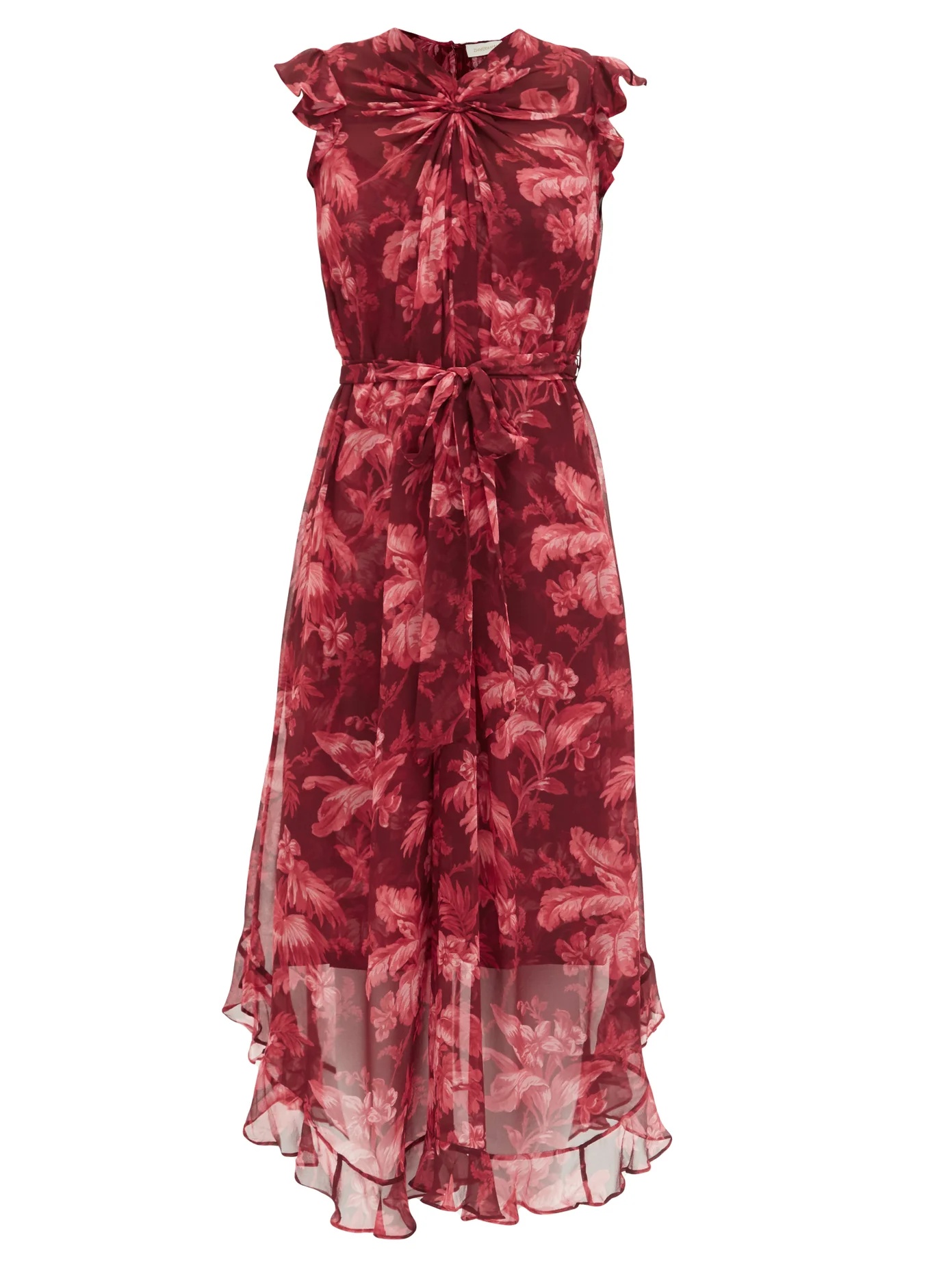 Ladybeetle floral-print chiffon midi dress - 1