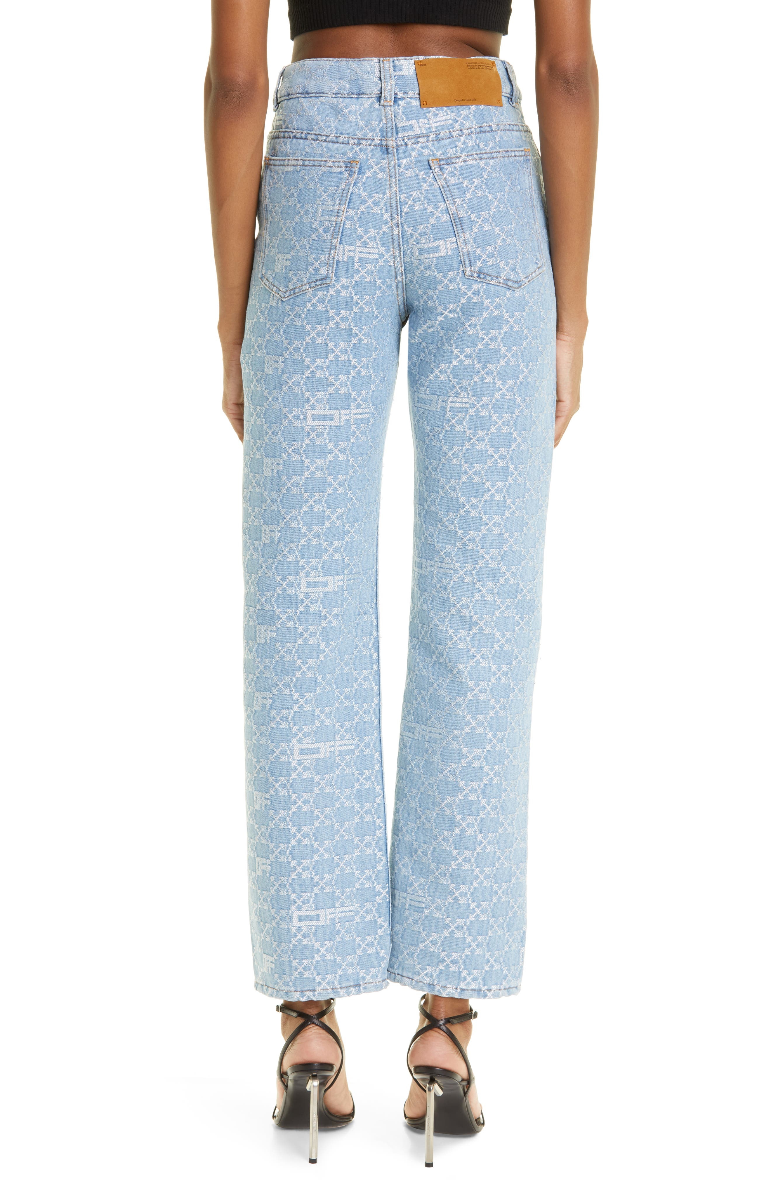 Off-White Monogram High Waist Jeans in Light Blue at Nordstrom, Size 26 - 3