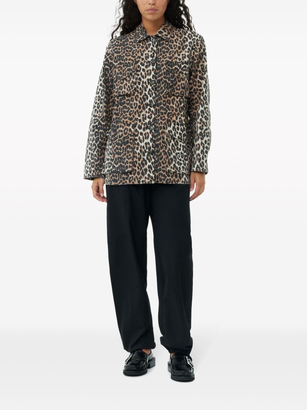 leopard-print canvas shirt jacket - 2