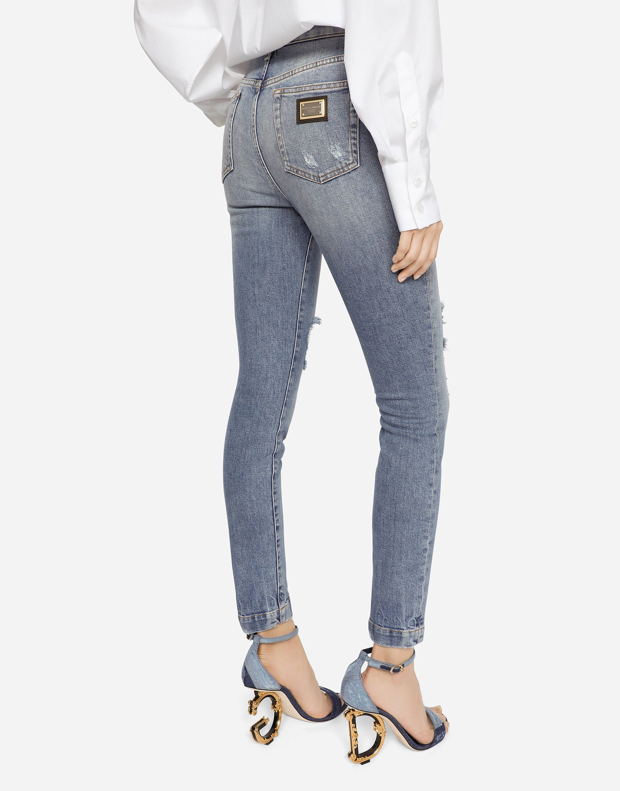 Stretch denim Audrey jeans with rips - 4