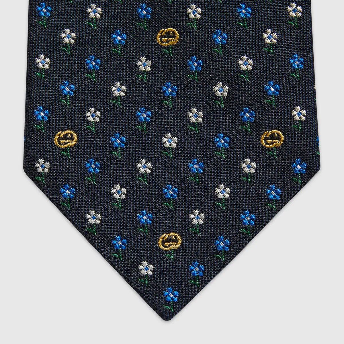 Interlocking G and flowers silk tie - 3