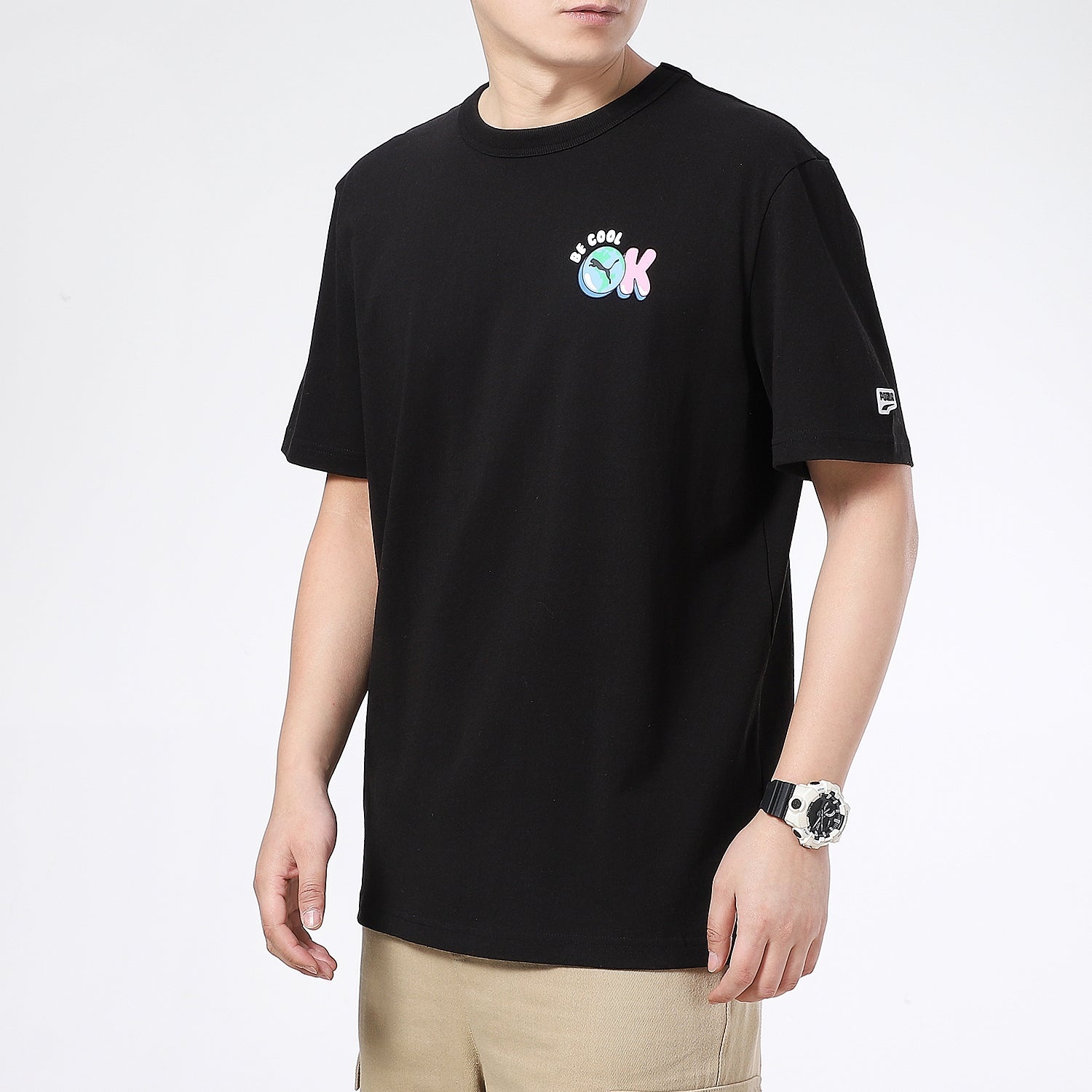PUMA Downtown Graphic Tee 'Black Blue Pink' 531335-01 - 2
