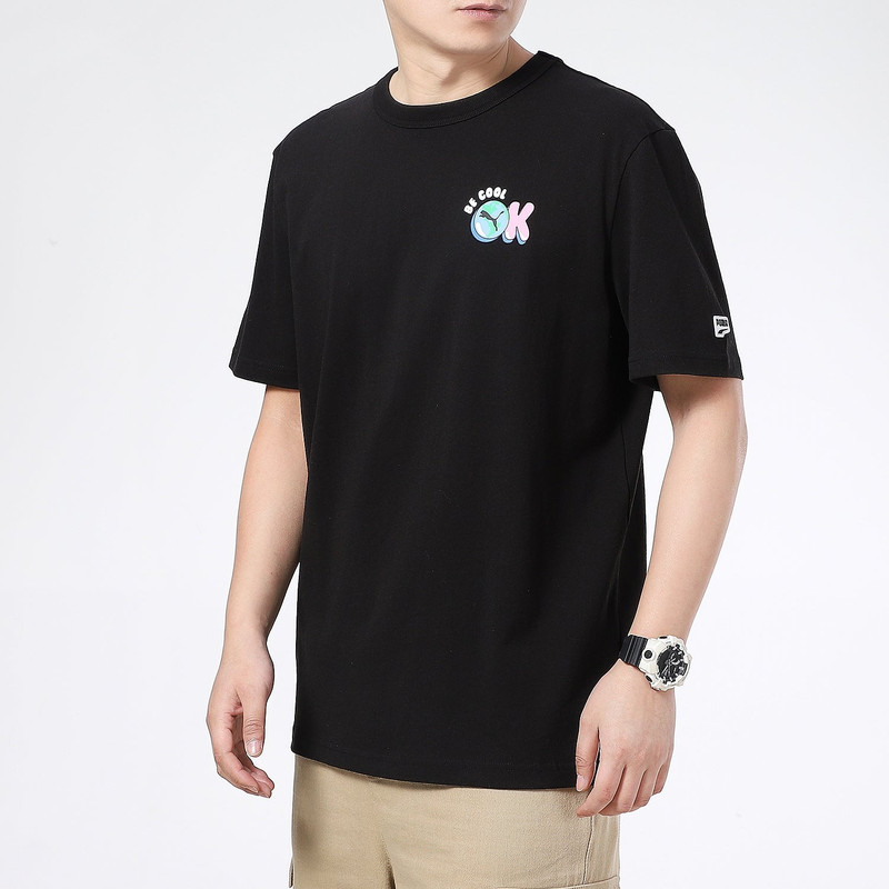 PUMA PUMA Downtown Graphic Tee 'Black Blue Pink' 531335-01 outlook