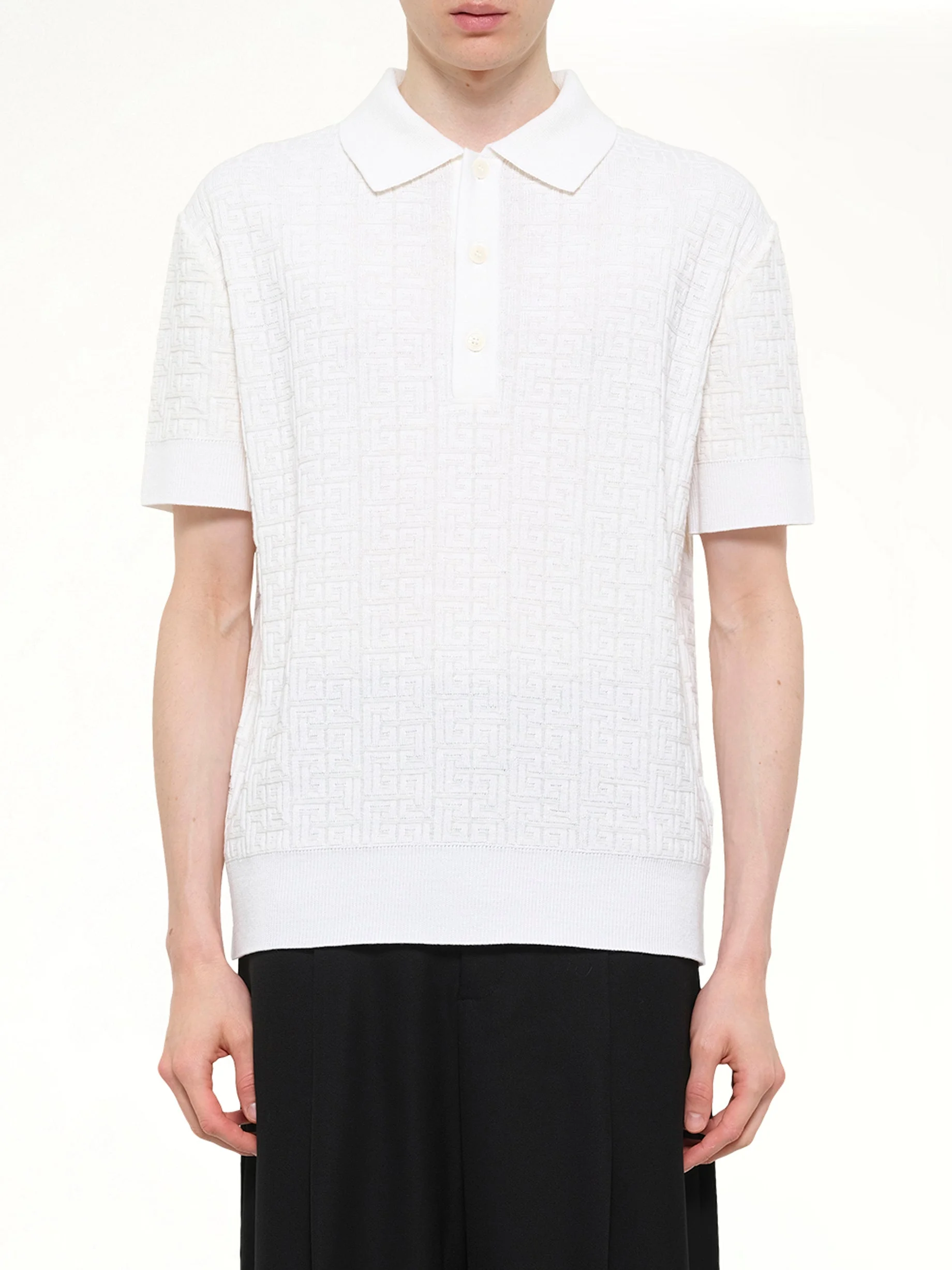 Monogram Vanise Knit Polo in White - 1