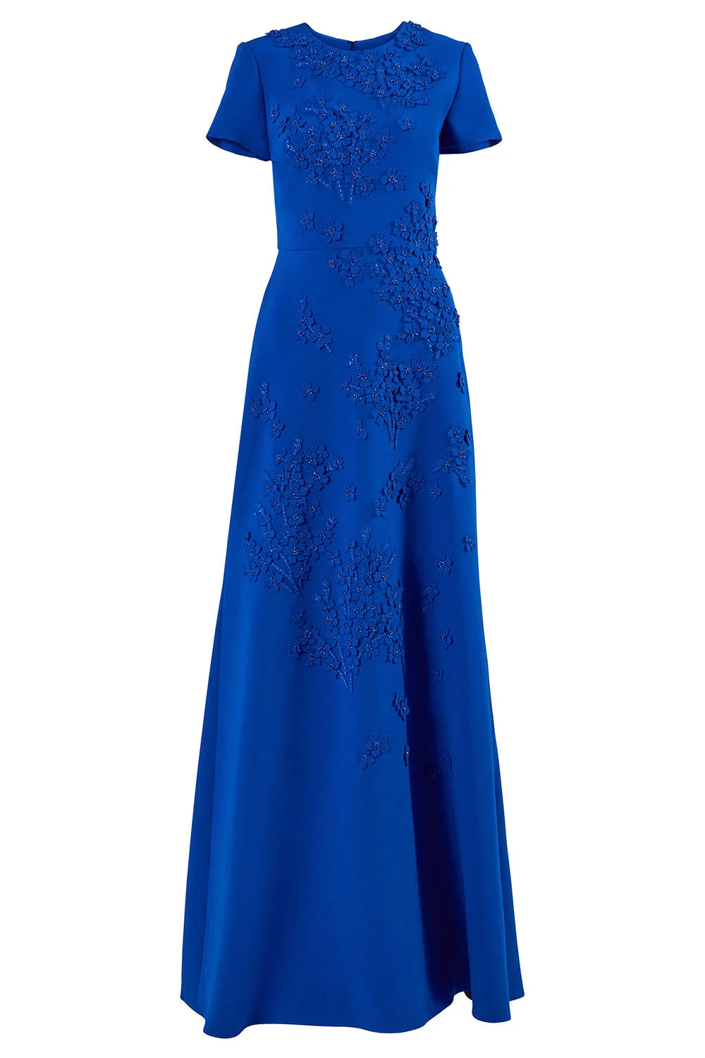 Embroidered Floral Short Sleeve Gown - 1