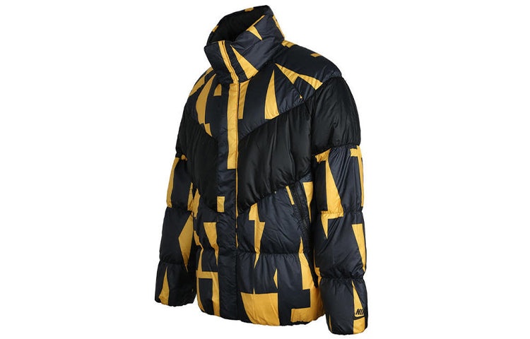 Nike Splicing Stay Warm Windproof Stand Collar Sports Down Jacket Yellow Black Colorblock 928890-752 - 3