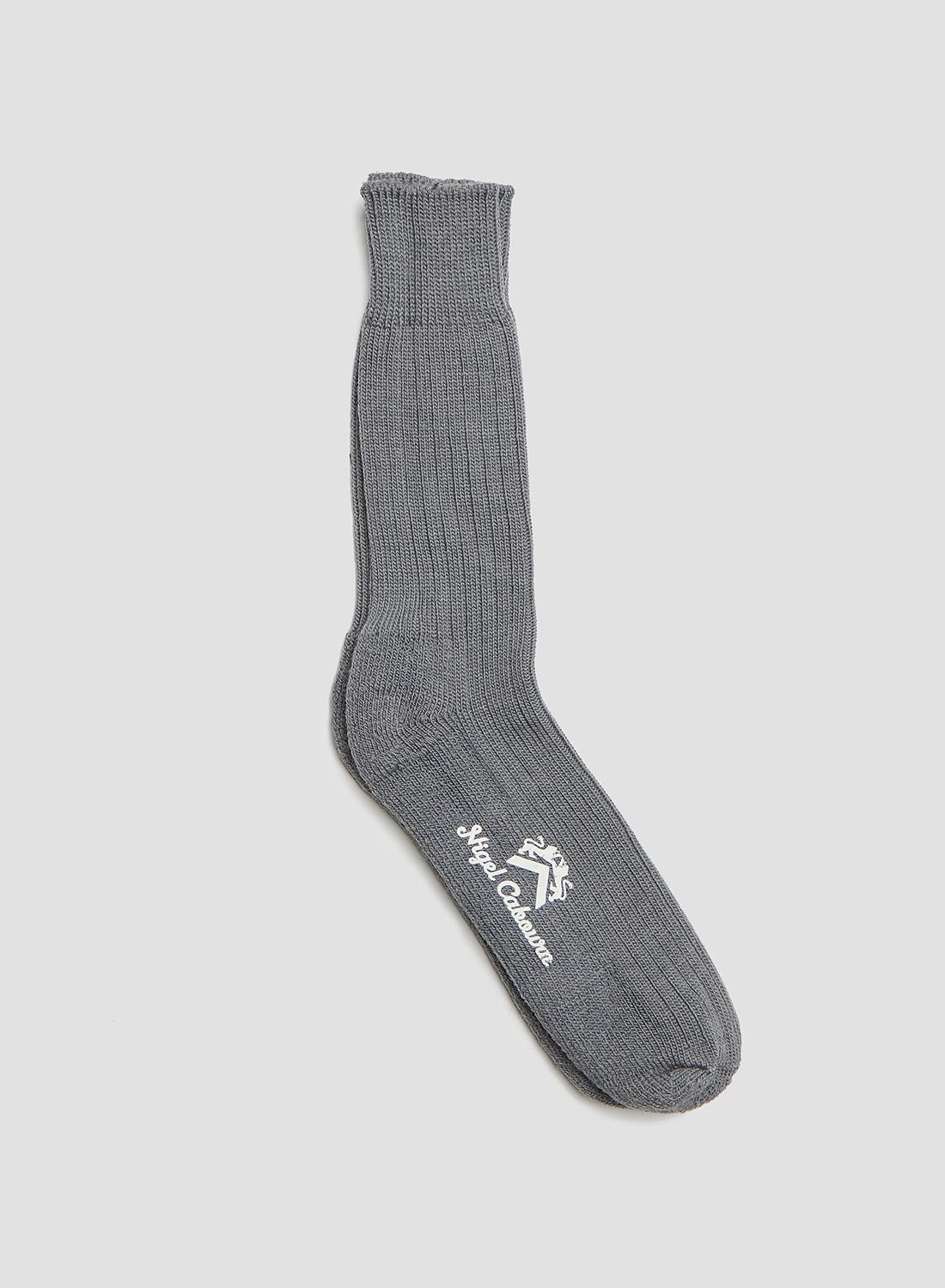 Ribbed Wool Crew Sock in Light Grey - 1