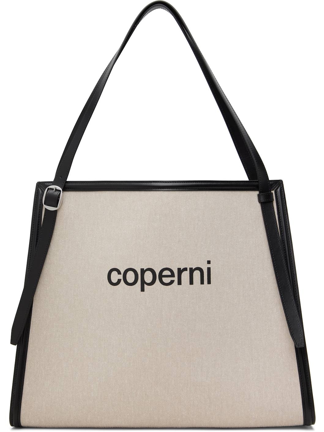 Beige Branded Canvas Belt Tote - 1