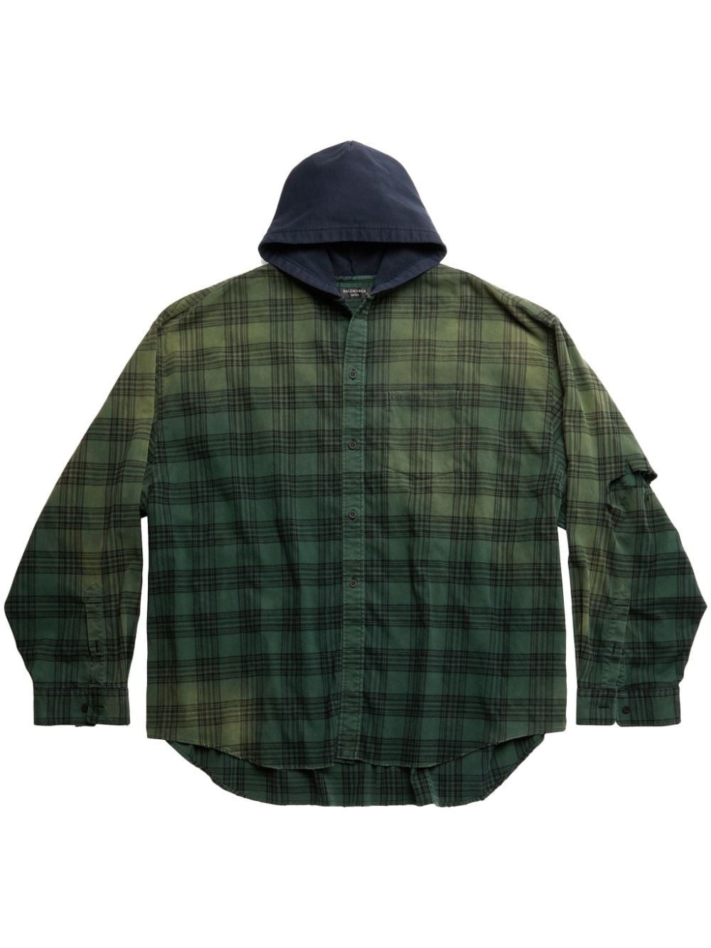 トップス BALENCIAGA 22AW Flannel Hooded Shirt Balenciaga Hooded Flannel Check Shirt | Garmentory