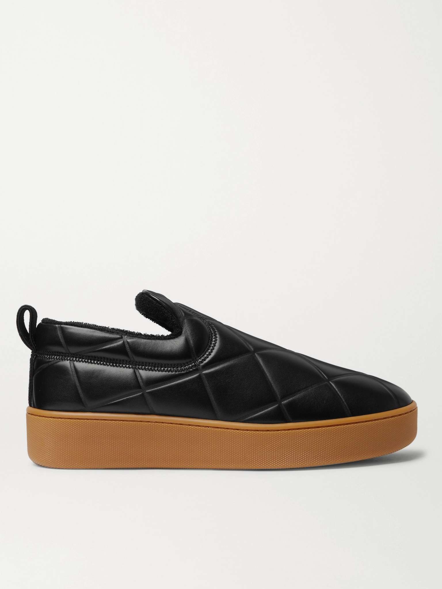 Debossed Leather Slip-On Sneakers - 1