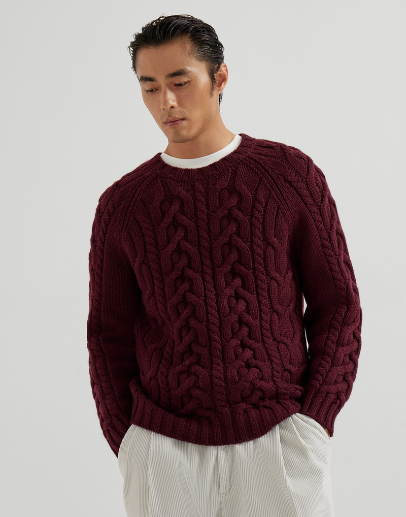 Cashmere Feather yarn cable knit sweater 1