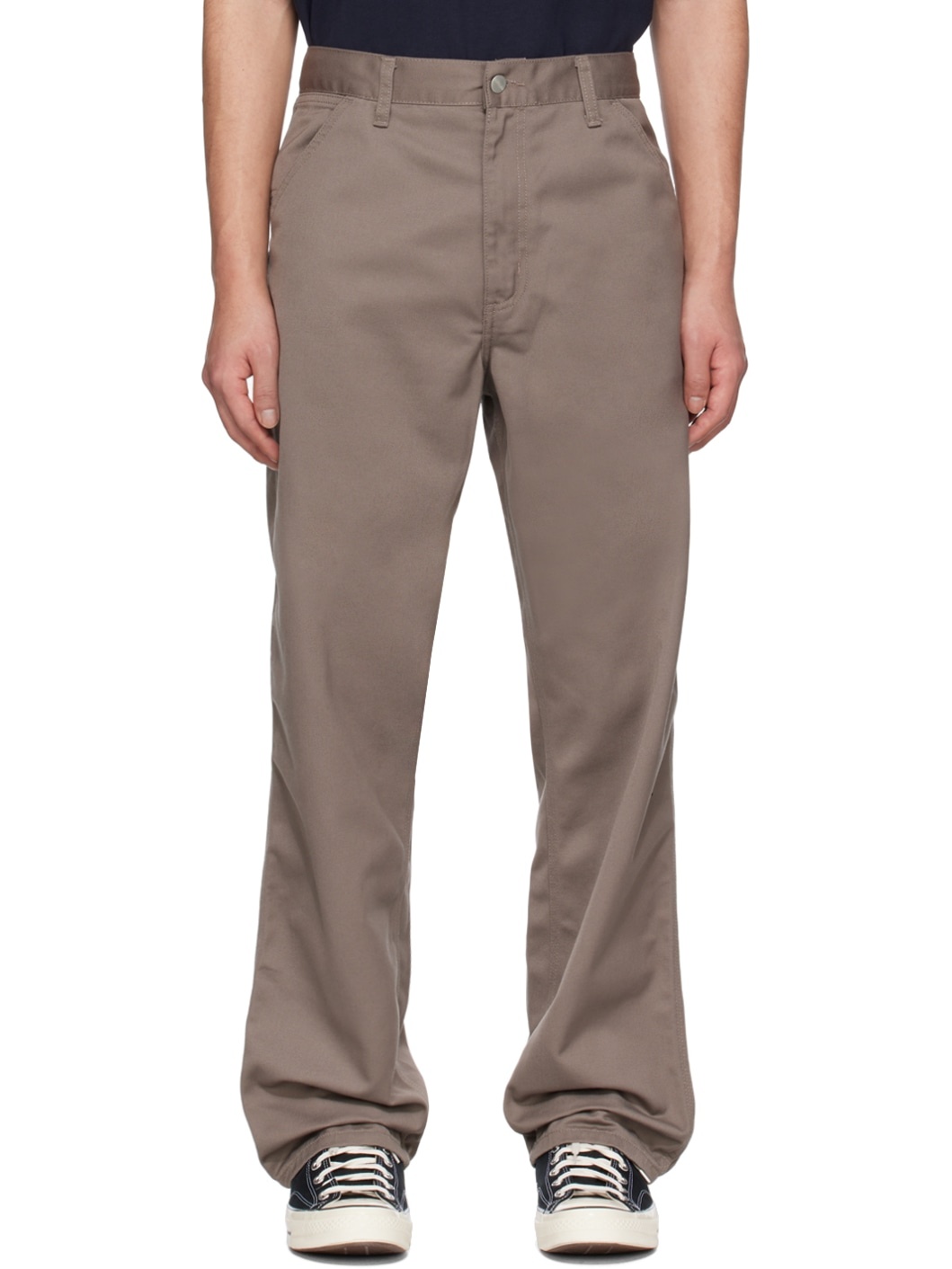 Taupe Simple Trousers - 1